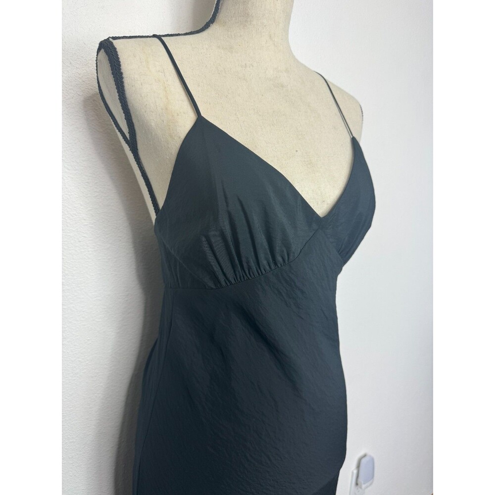 Madewell Size 8 Layton Midi Slip Dress Black Cami Strappy Criss Cross Back NWT - Picture 6 of 16